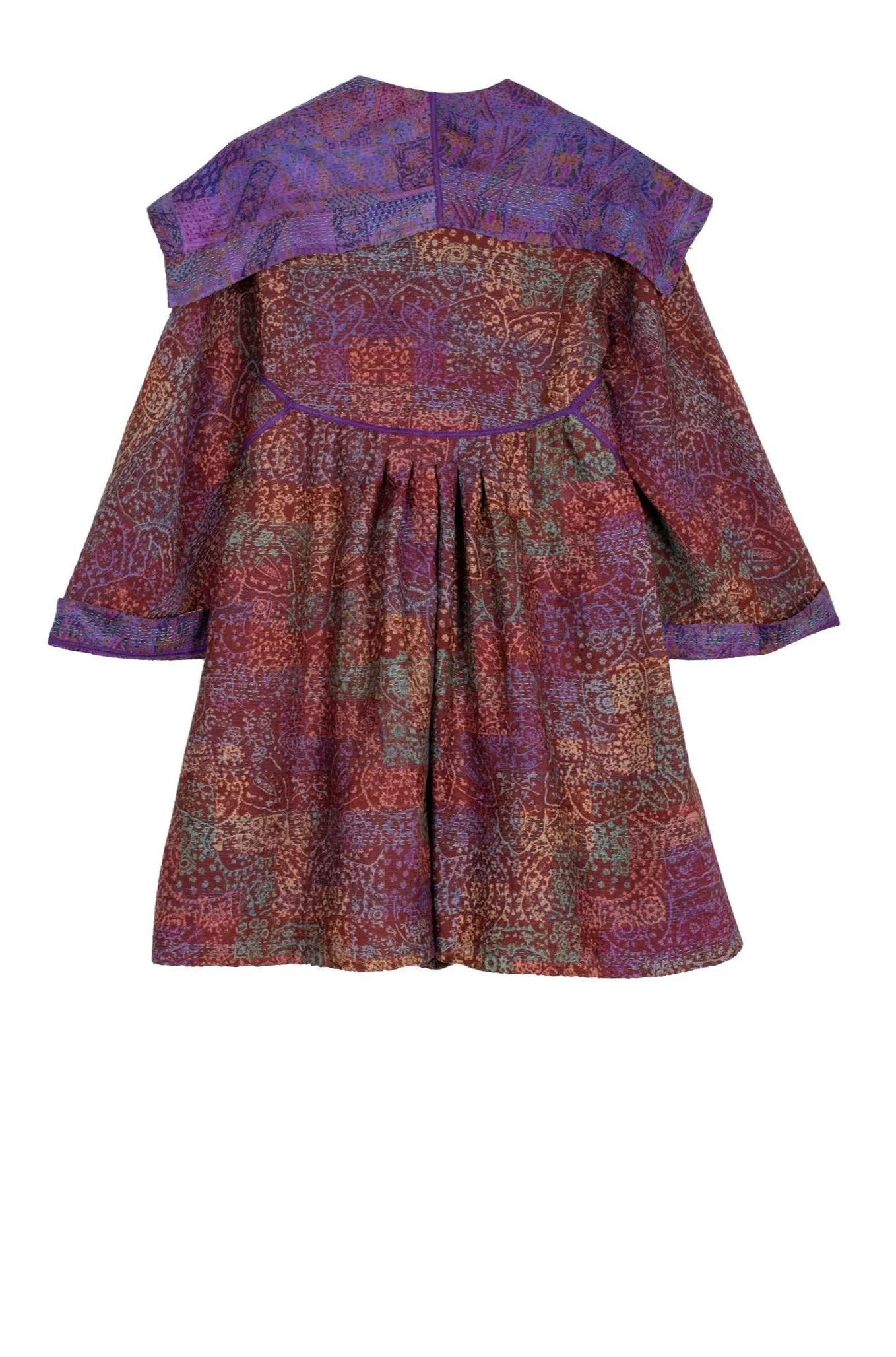 VINTAGE SILK GEORGETTE KANTHA BACK TUCKED JACKET - sg2012-0001m -