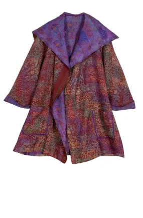 VINTAGE SILK GEORGETTE KANTHA BACK TUCKED JACKET - sg2012-0001m -