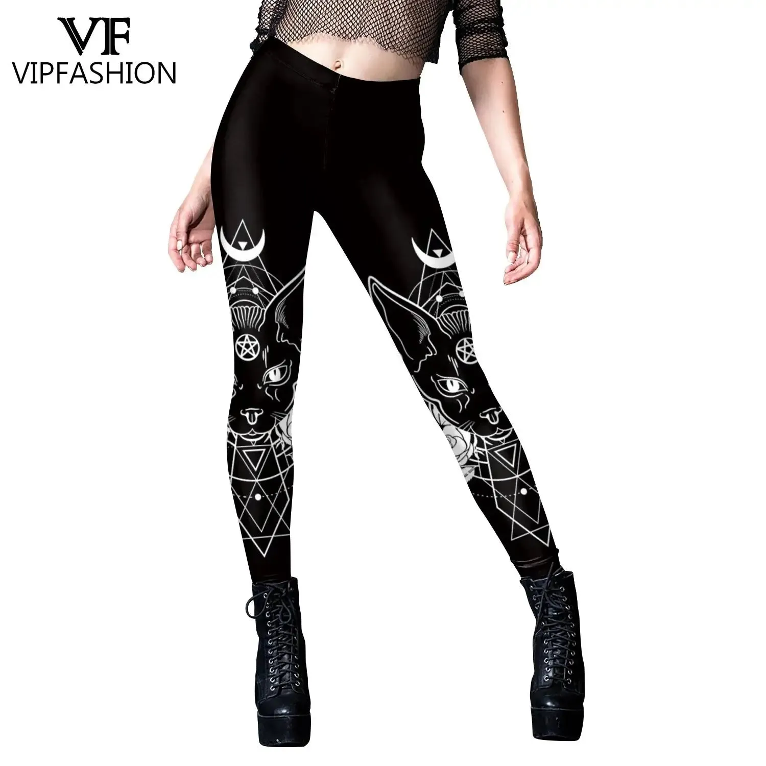 VIP Fashion Woman Gothic Leggings Sexy Steampunk Print Pants