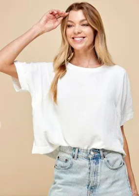 White Minimalist Textured Blouse