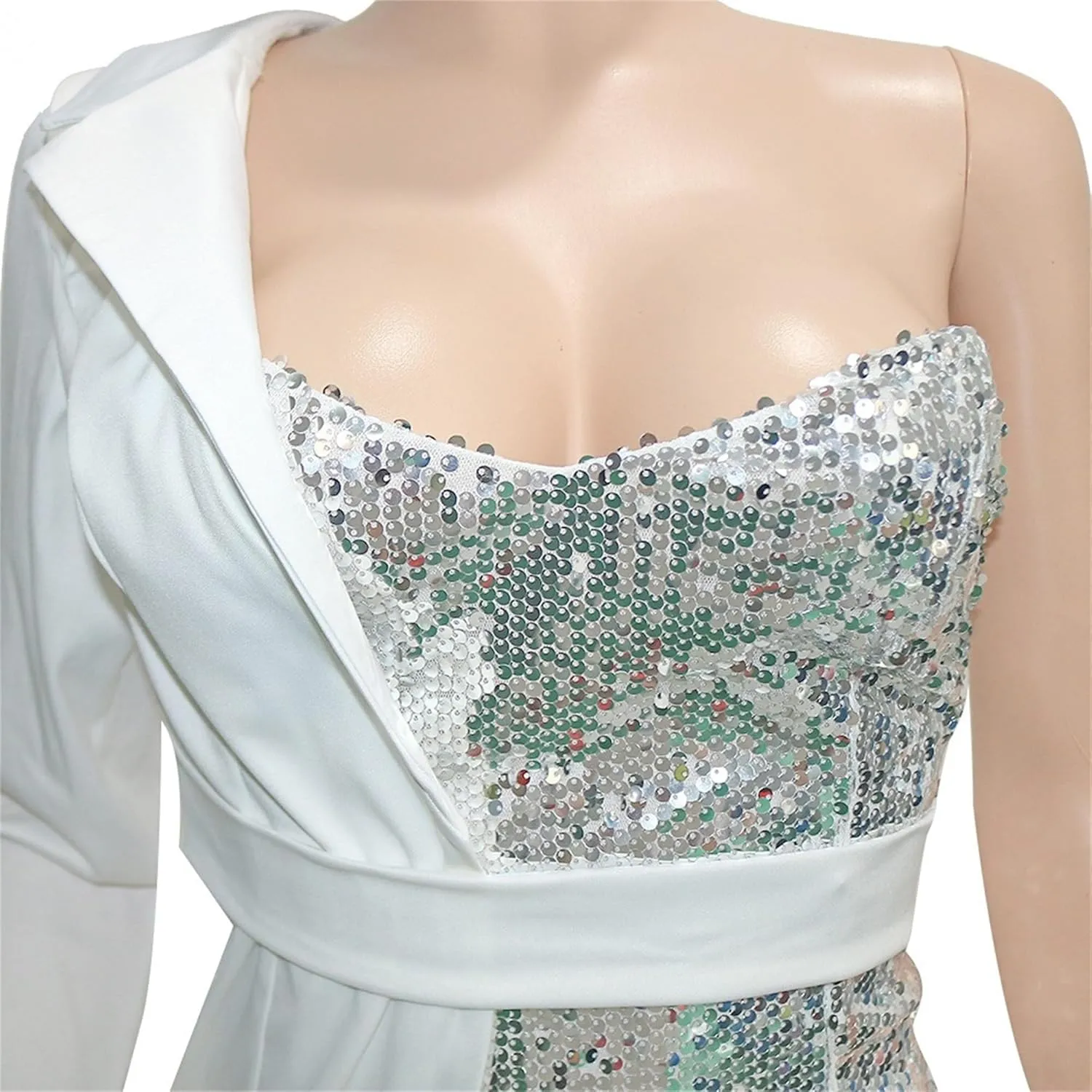 Women Sequin Sexy One Shoulder Dress Long Sleeve Backless Bodycon Cocktail Evening Dress 2024 Formal Party Dress