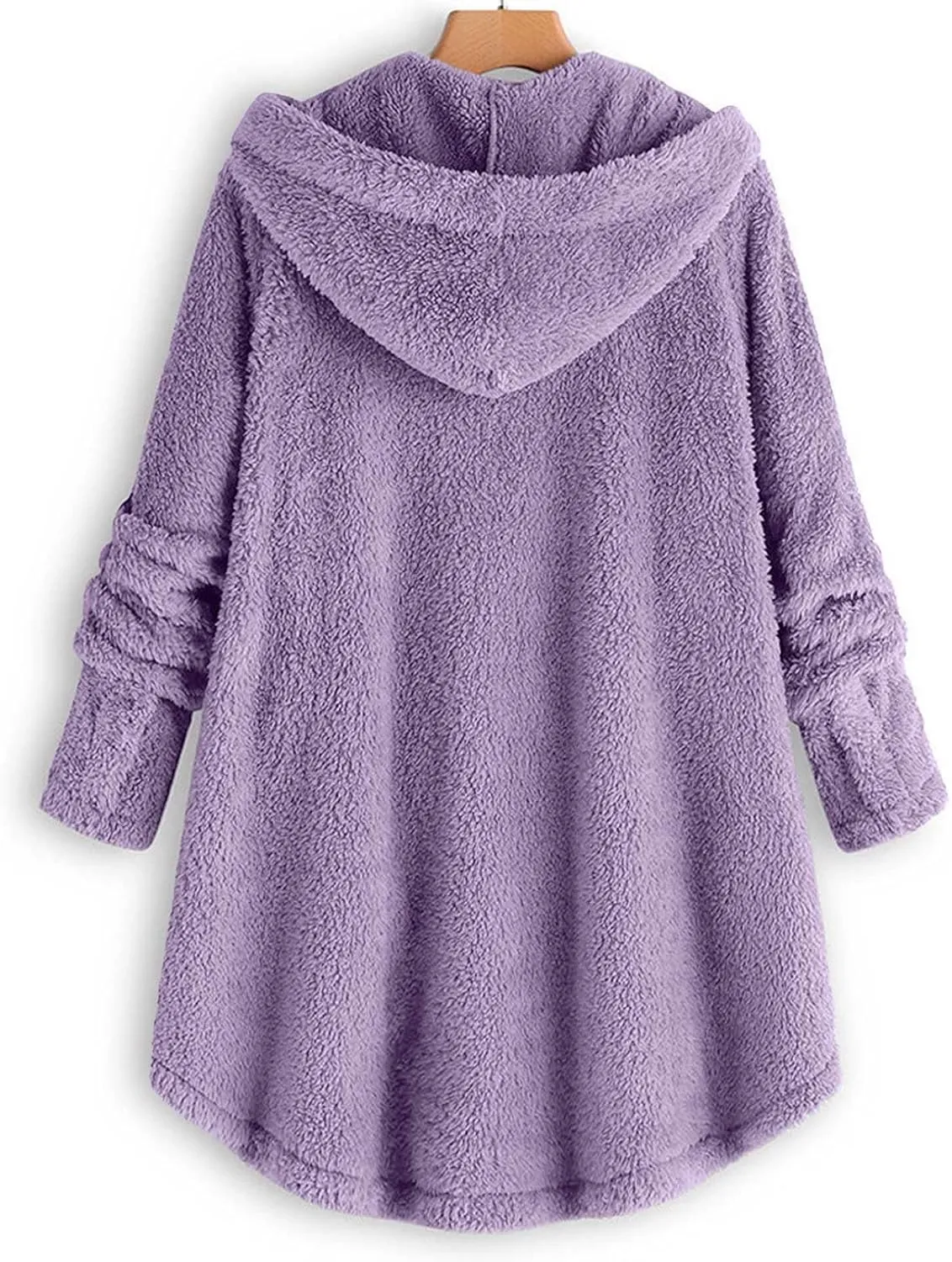 Womens Casual Fleece Jackets Oversized Button Down Winter Hooded Coats Long Sleeve Cardigan Sweater With Pockets