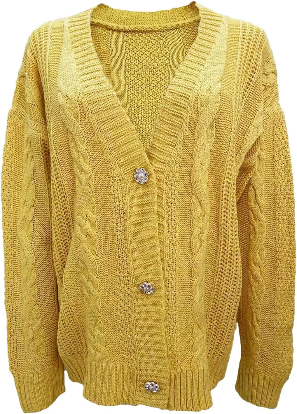 Womens Chunky Knit Sweater Cardigans Comfy Soft V Neck Butotn Down Long Sleeve Jackets Loose Outerwear Fall Outfits