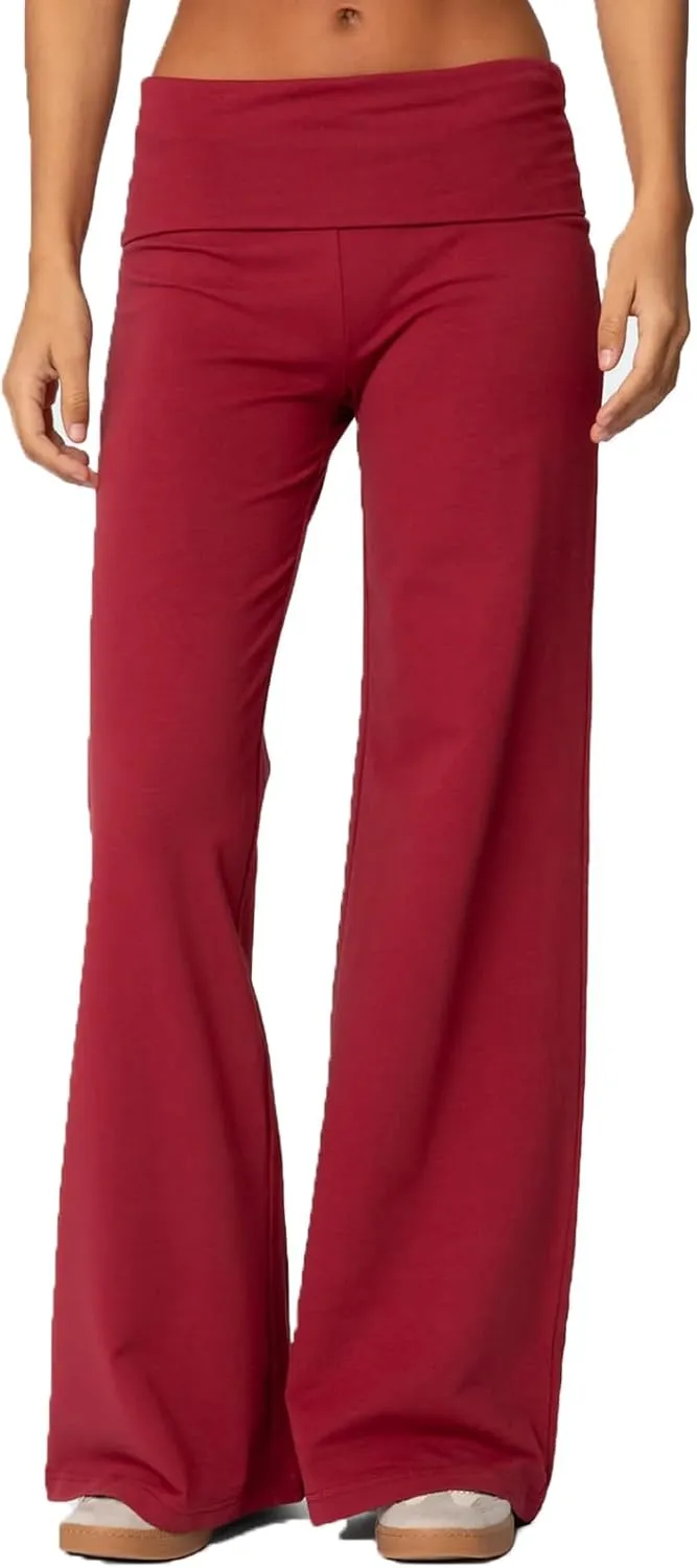 Women's Flare Leggings Fold Over Yoga Pants tretch Bootcut Bell Bottom Slim Fit Leggings Y2k Joggers Sweatpants