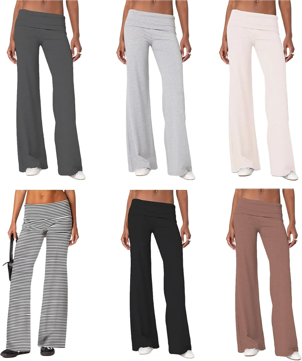 Women's Flare Leggings Fold Over Yoga Pants tretch Bootcut Bell Bottom Slim Fit Leggings Y2k Joggers Sweatpants
