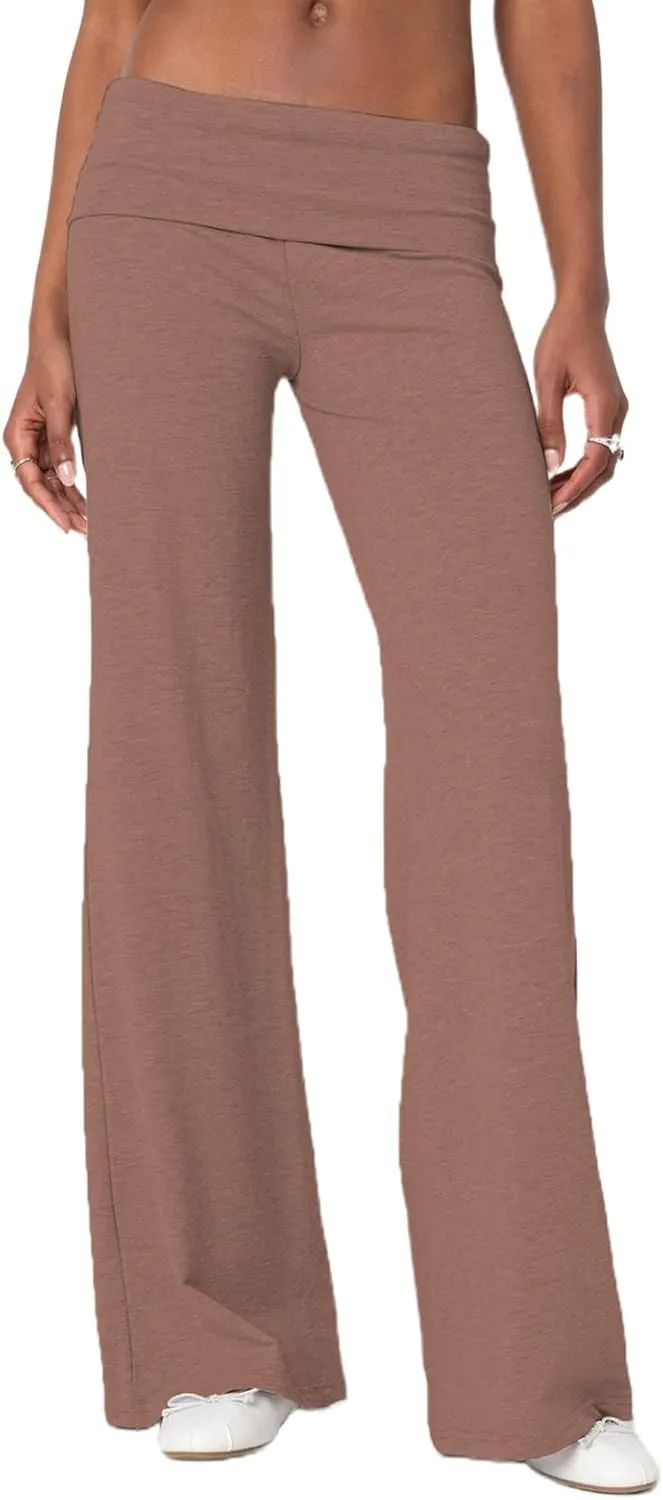 Women's Flare Leggings Fold Over Yoga Pants tretch Bootcut Bell Bottom Slim Fit Leggings Y2k Joggers Sweatpants
