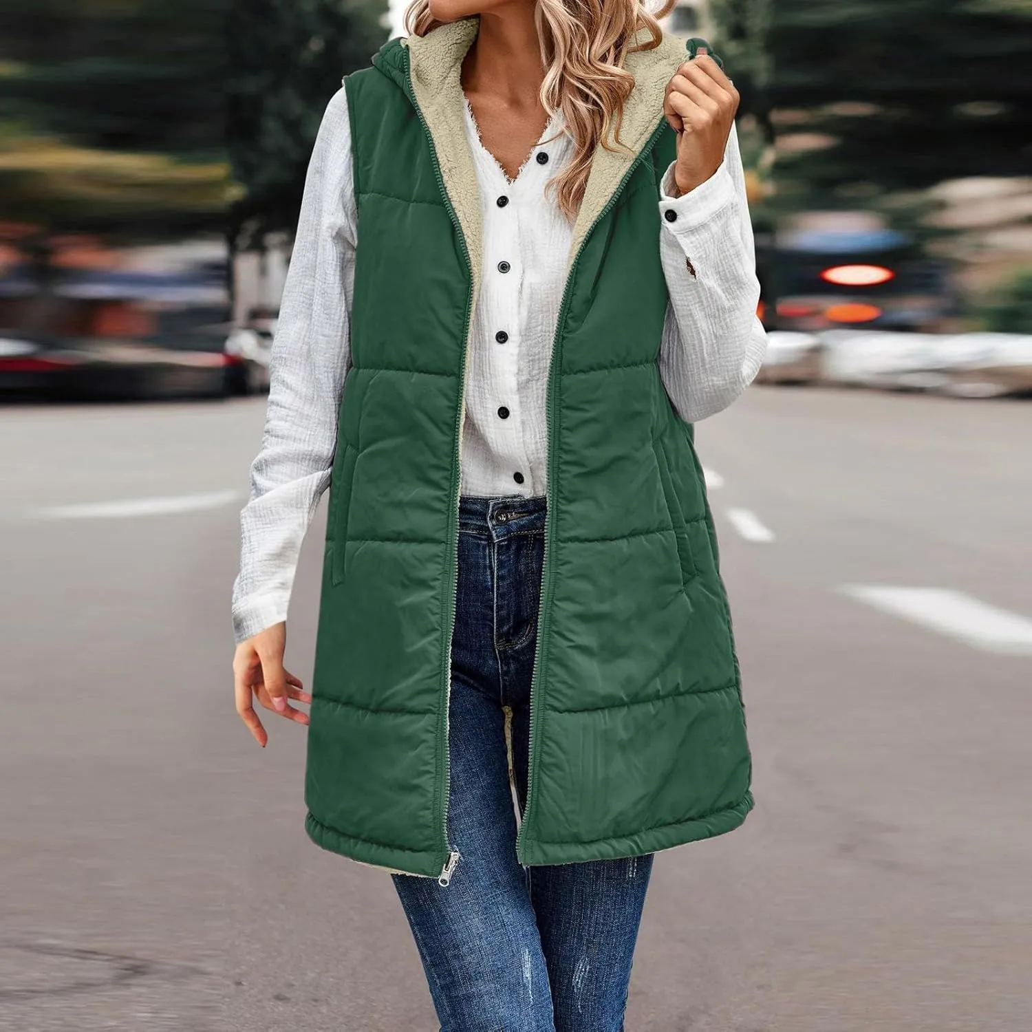 Women's Puffer Jacket Packable Quilted Light Down Parka Oversized Long Puffy Jacket Insulated Jacket With Hood
