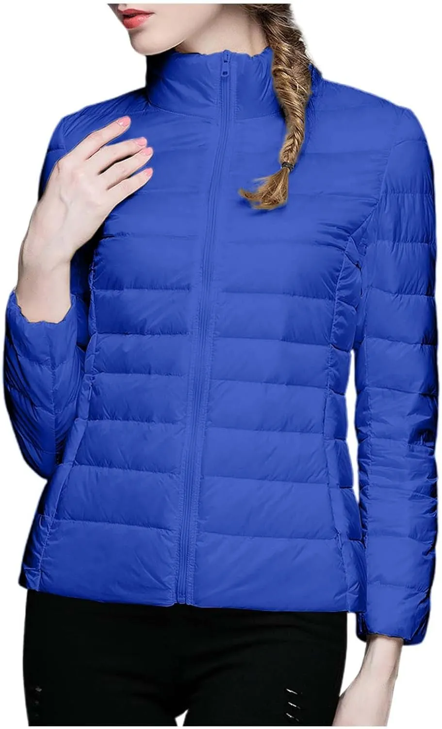 Women's Puffer Jacket Packable Quilted Lightweight Down Parka Plus Size Cropped Puffy Jacket Light Coat With Hood