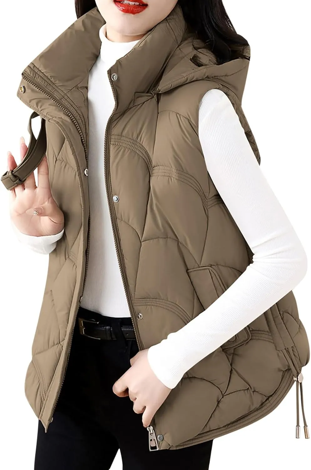Women's Puffer Jacket Packable Quilted Lightweight Down Parka Plus Size Short Bubble Coat Light Winter Hooded Coat