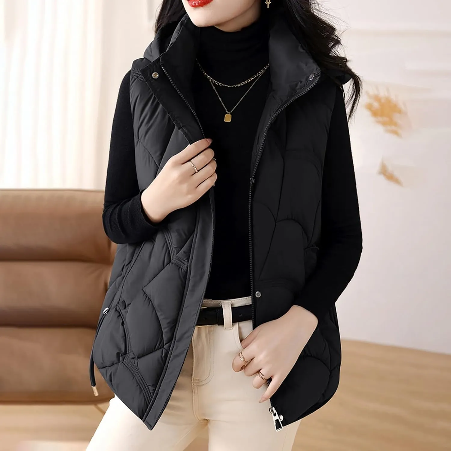 Women's Puffer Jacket Packable Quilted Lightweight Down Parka Plus Size Short Bubble Coat Light Winter Hooded Coat