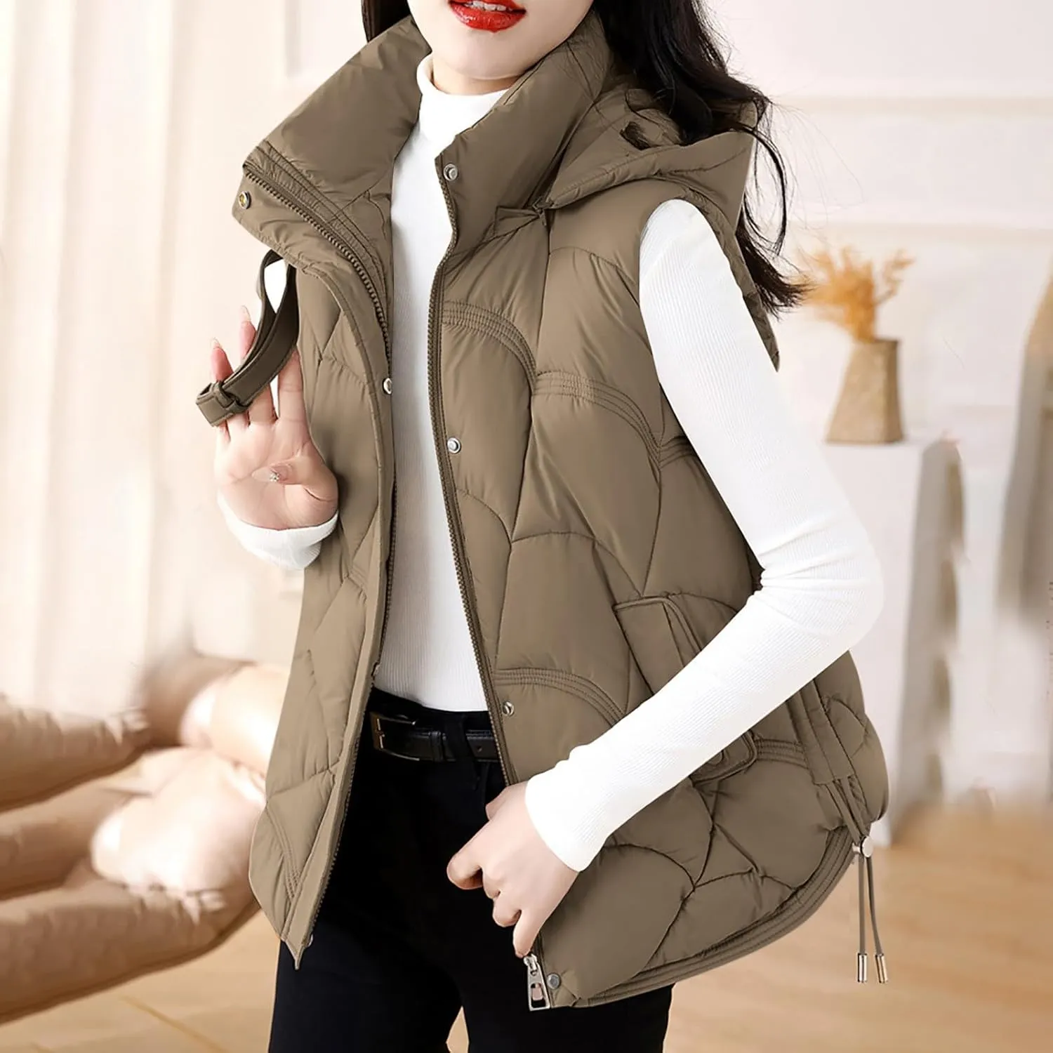 Women's Puffer Jacket Packable Quilted Lightweight Down Parka Plus Size Short Bubble Coat Light Winter Hooded Coat