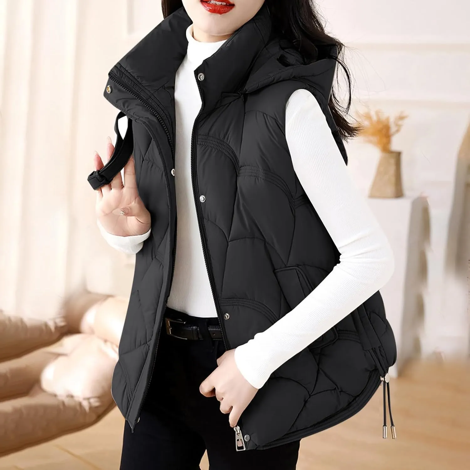 Women's Puffer Jacket Packable Quilted Lightweight Down Parka Plus Size Short Bubble Coat Light Winter Hooded Coat