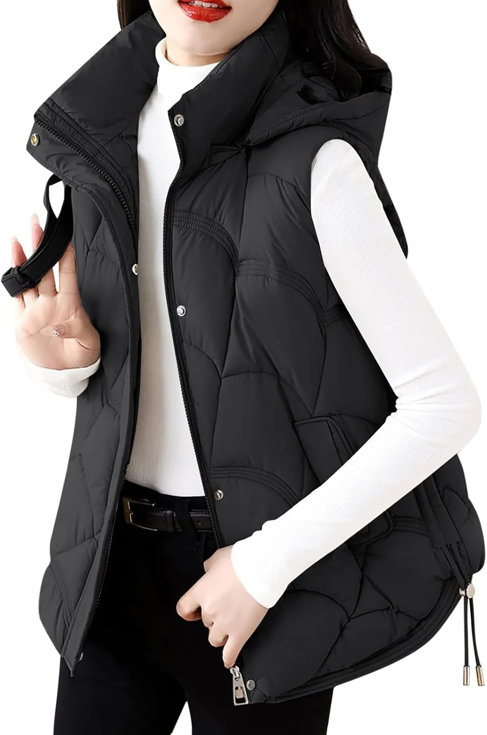Women's Puffer Jacket Packable Quilted Lightweight Down Parka Plus Size Short Bubble Coat Light Winter Hooded Coat