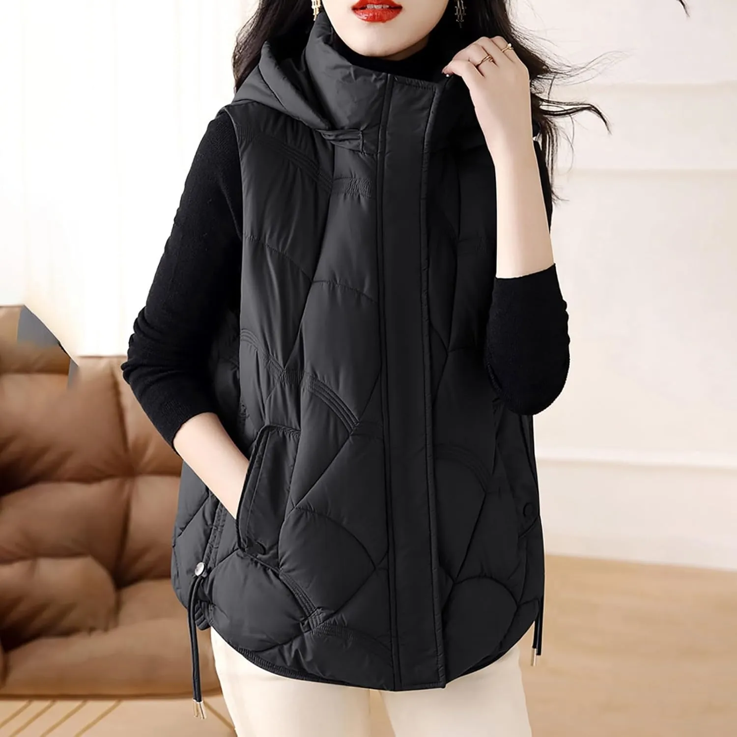 Women's Puffer Jacket Packable Quilted Lightweight Down Parka Plus Size Short Bubble Coat Light Winter Hooded Coat