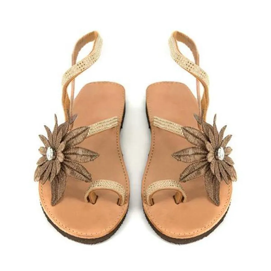 Women's rhinestone flower flat sandals