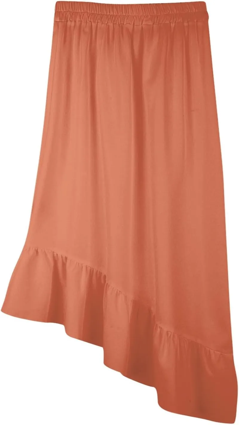 Womens Summer Midi Skirts Elastic Waist Casual Dress for Women A-Line Floral Skirts Elegant Comfy Dress
